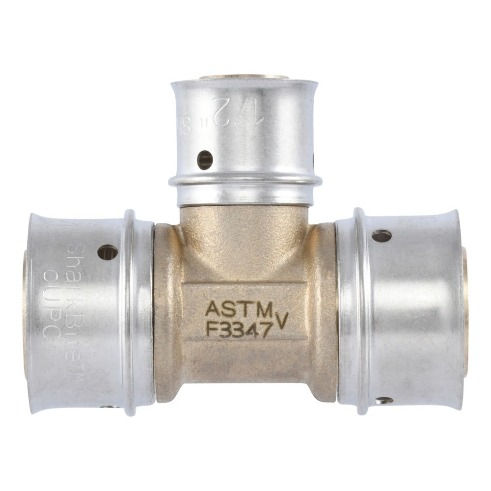 SharkBite UCP412 Brass PEX Press Reducing Tee 3/4 in x 3/4 in x 1/2 in - 3
