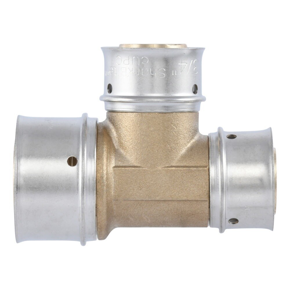 SharkBite UCP414 Brass PEX Press Reducing Tee 1 in x 3/4 in x 3/4 in - 3