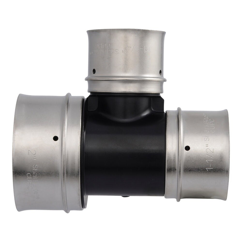 SharkBite UPP08544135 Poly PEX Press Reducing Tee 2 in x 1-1/2 in x 1-1/4 in - 3
