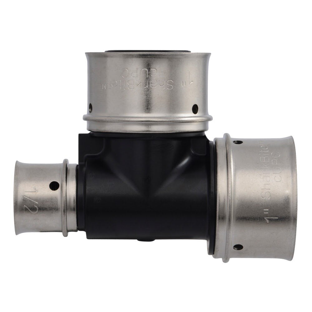 SharkBite UPP420 Poly PEX Press Reducing Tee Plumbing Fitting 1 in. x 1/2 in. x 1 in. - 3