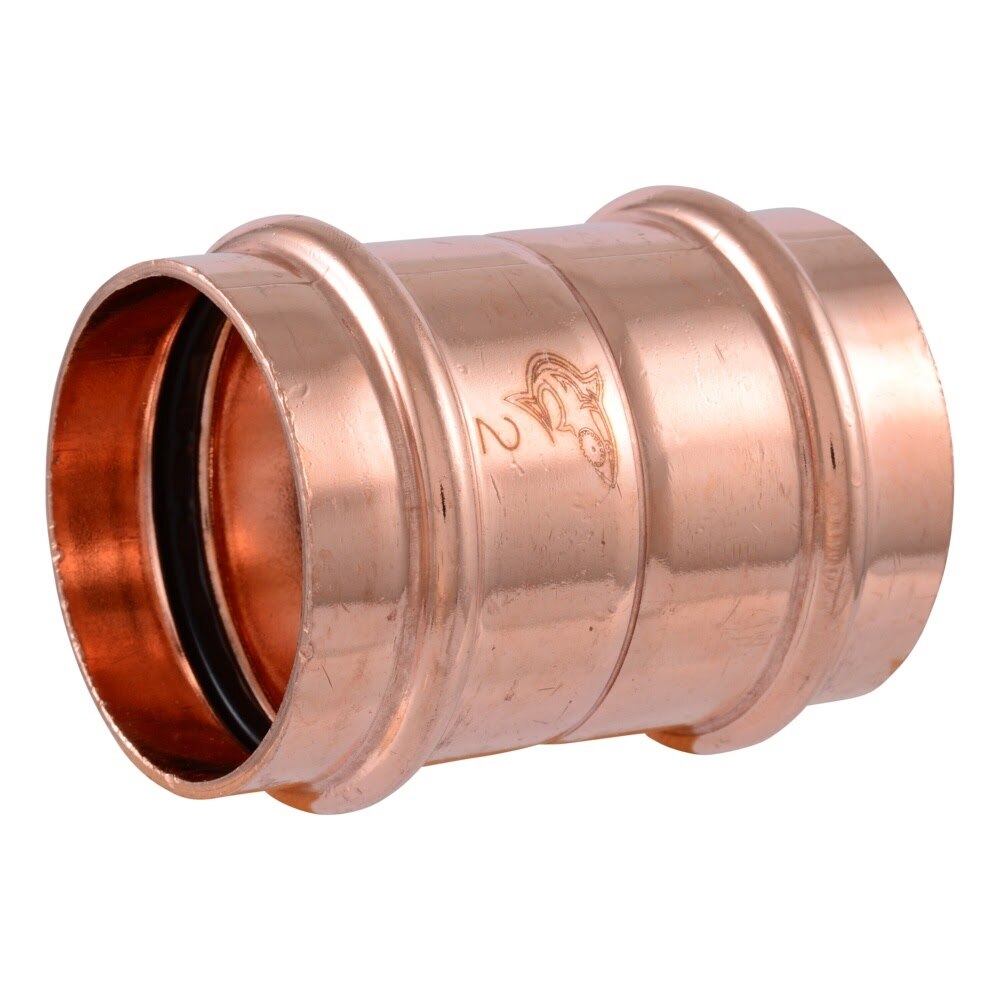 SharkBite UPR0154X2 2 in Copper Press Coupling with Stop for Copper Pipe (2 Pack)