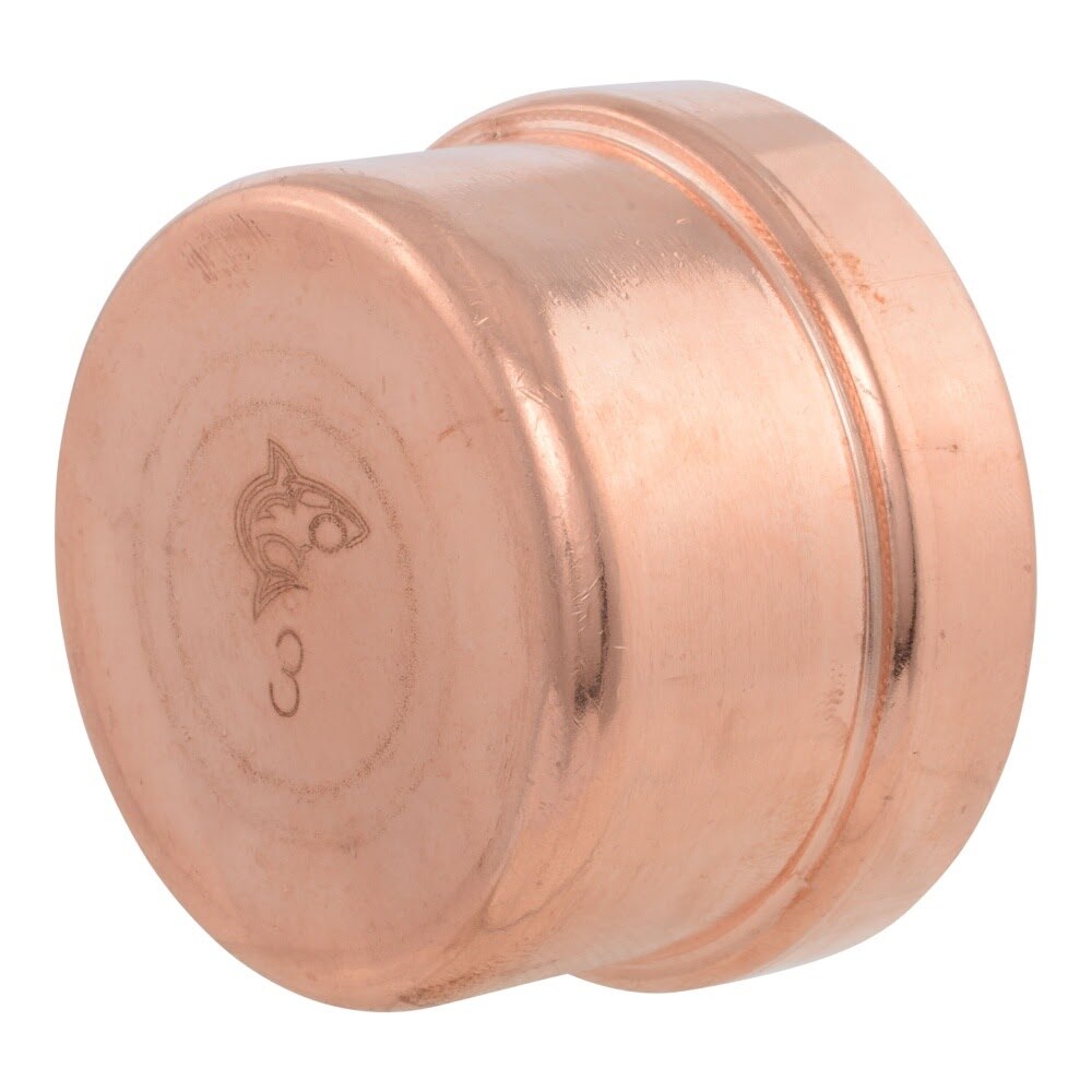 SharkBite UPR0479 3 in Large Diameter Copper Press Cap for Sealing Copper Pipe Ends (1 Bag)