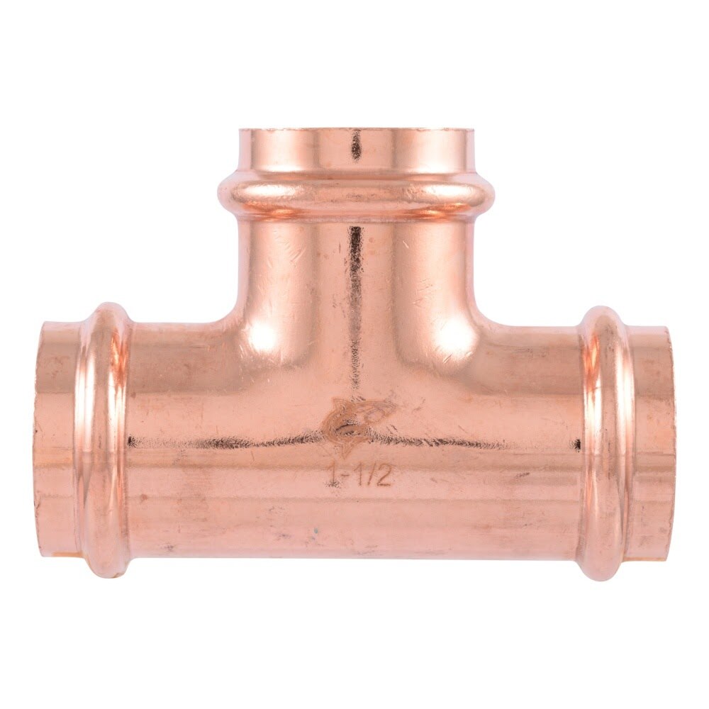 SharkBite UPR0841X2 1-1/2 in. x 1-1/2 in. x 1-1/2 in. Copper Press Tee Fitting (2 Pack) - 3