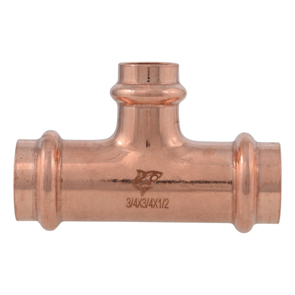 SharkBite UPR412X5 3/4 in. x 3/4 in. x 1/2 in. Copper Press Reducing Tee (5 Pack) - 3