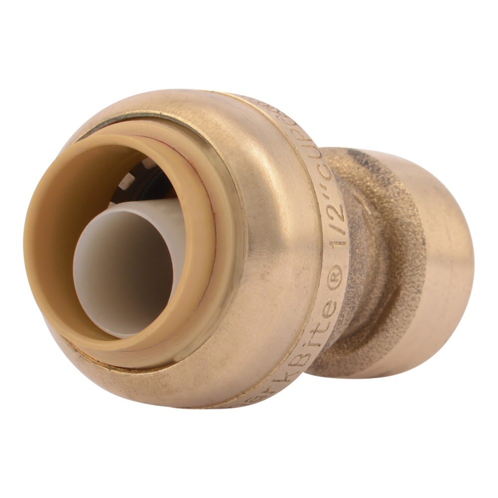 SharkBite UR050A 1/4 in 3/8 in OD x 1/2 in Push-to-Connect Brass Reducing Coupling