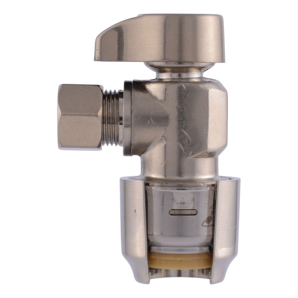 SharkBite UR23036BN 1/2 in. Push-to-Connect x 3/8 in. Compression Brushed Nickel Angle Stop Valve - 2