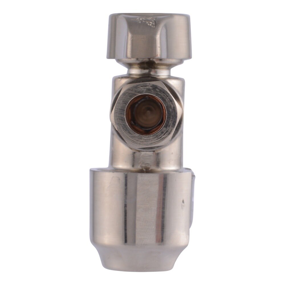 SharkBite UR23036BN 1/2 in. Push-to-Connect x 3/8 in. Compression Brushed Nickel Angle Stop Valve - 3