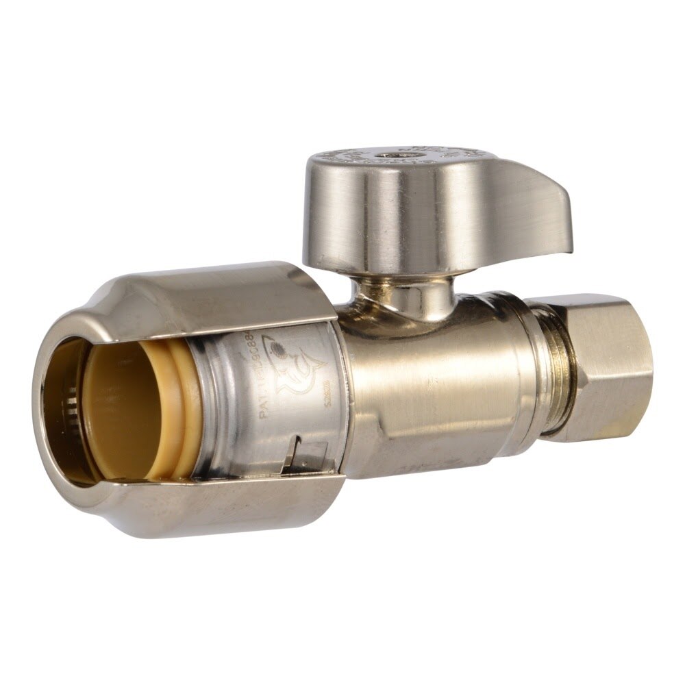SharkBite UR23037BN 1/2 in. Push-to-Connect x 3/8 in. Compression Brushed Nickel Straight Stop Valve
