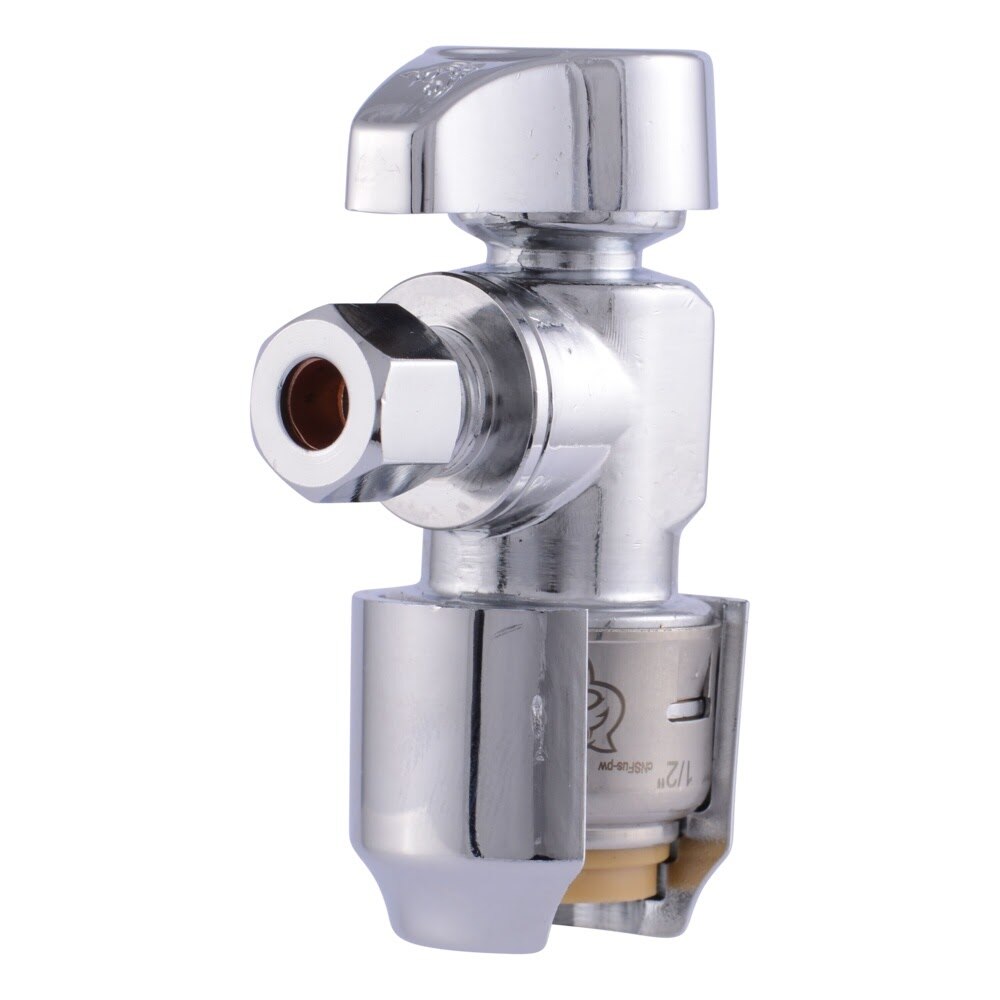 SharkBite UR23336 1/2 in. Push-to-Connect x 1/4 in. Compression Quarter-Turn Angle Stop Valve