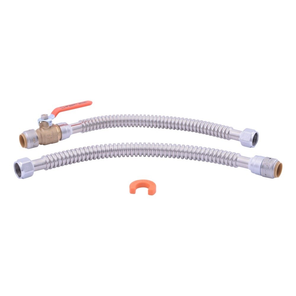 SharkBite UR24680 3/4 in. x 18 in. Stainless Steel Corrugated Water Heater Connection Kit with Ball Valve and Disconnect Clip