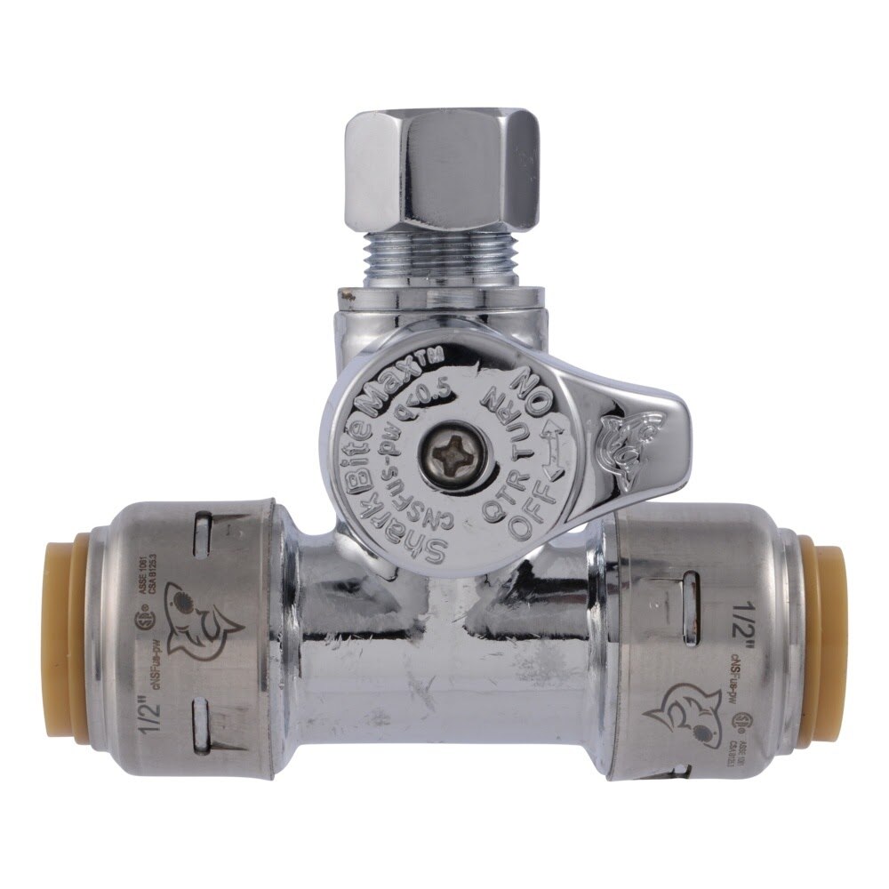 SharkBite UR24984A Max 1/2 in. x 1/2 in. x 3/8 in. Compression Chrome-Plated Brass Service Stop Tee - 2