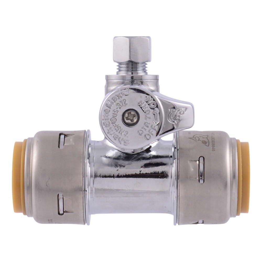 SharkBite UR24985A 3/4 in. Push-to-Connect Service Stop Tee with 1/4 in. OD Compression Outlet - 2