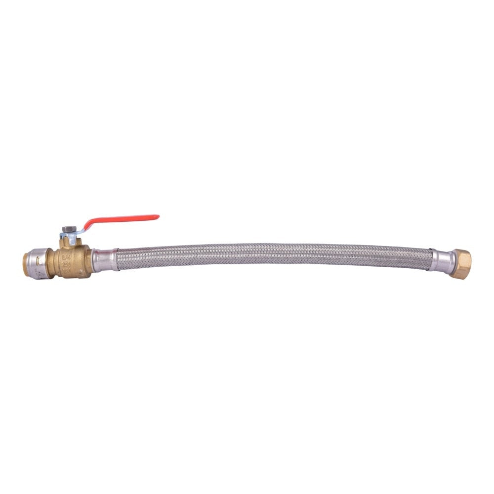 SharkBite UR3088FX18BV 3/4 in Push to Connect x 3/4 in FIP x 18 in Braided Stainless Steel Water Heater Connector with Ball Valve - 2