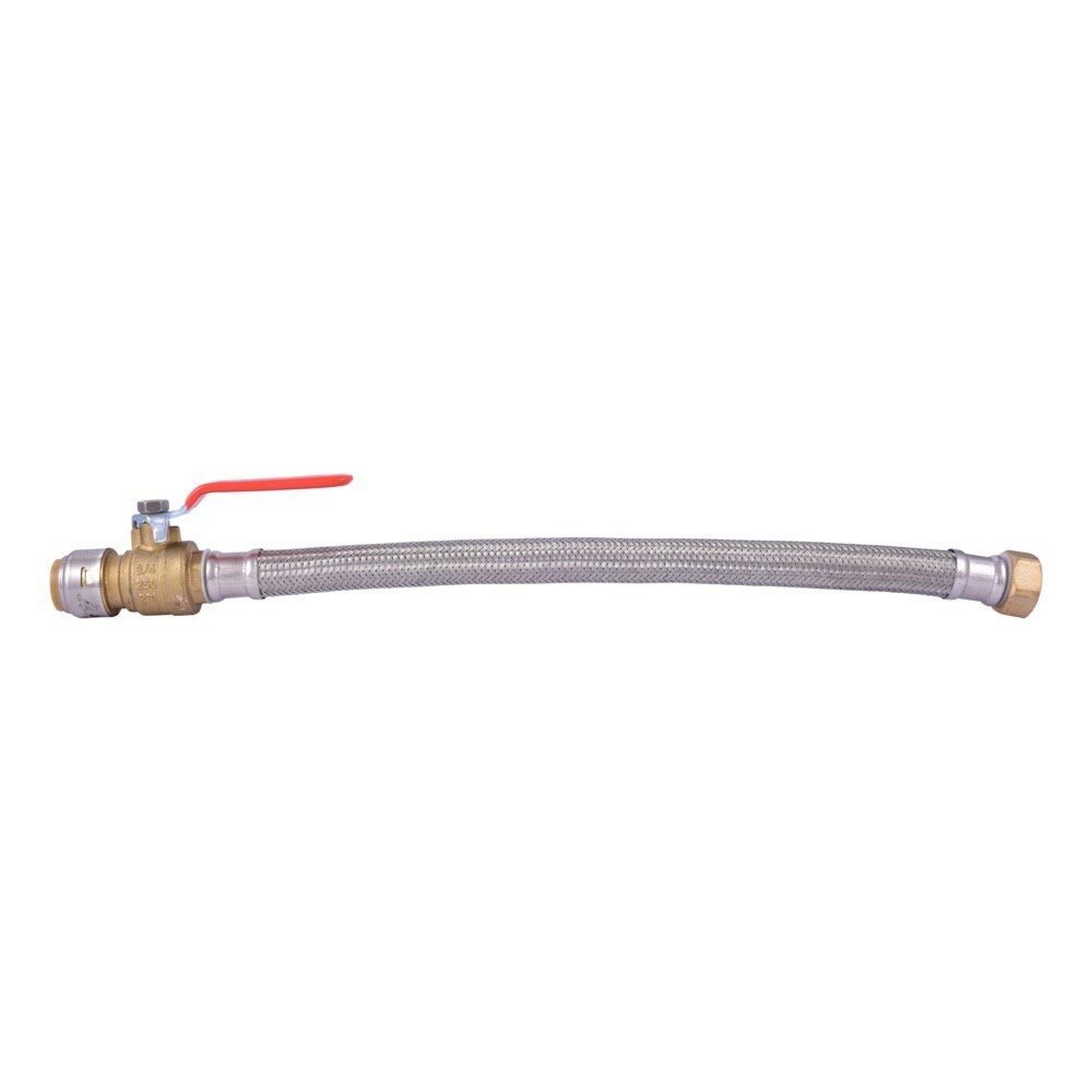 SharkBite UR3088FX18BV 3/4 in Push to Connect x 3/4 in FIP x 18 in Braided Stainless Steel Water Heater Connector with Ball Valve - 2