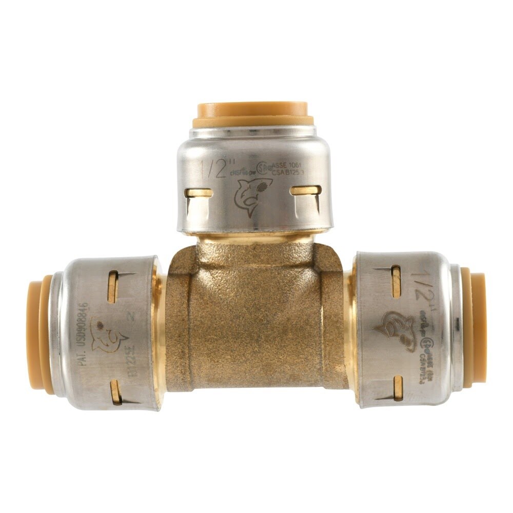 SharkBite UR362A Half Inch x Half Inch x Half Inch Max Push to Connect Brass Pipe Tee - 2