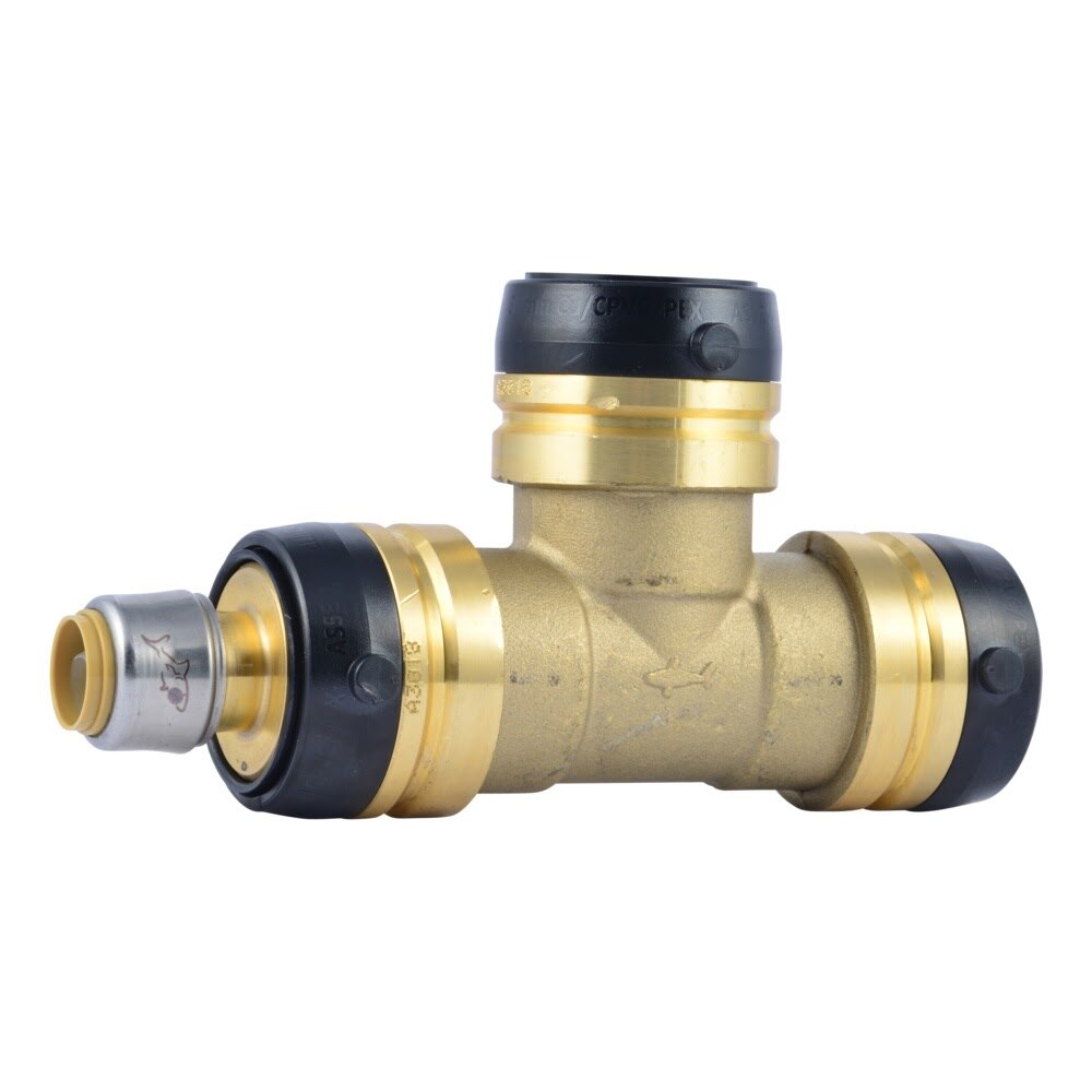 SharkBite UXL08351635 1-1/4 in. x 1/2 in. x 1-1/4 in. Lead-Free Brass Push-to-Connect Reducing Tee