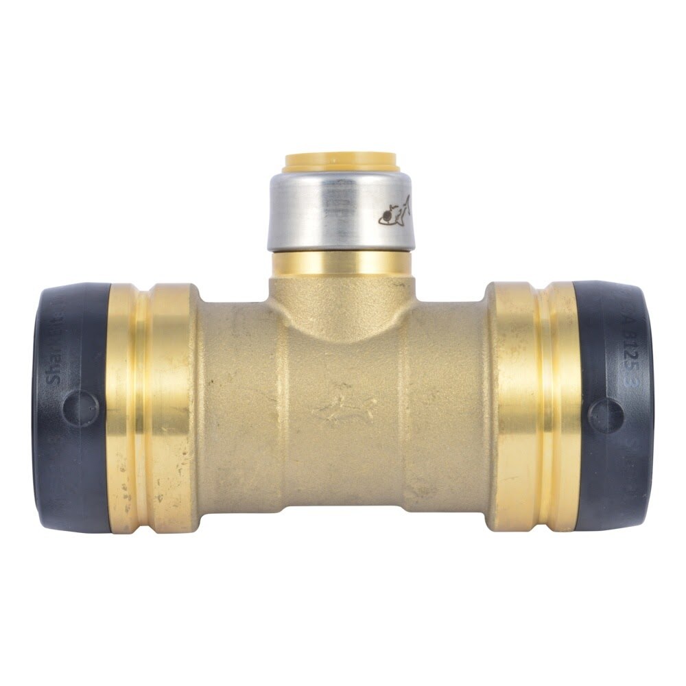 SharkBite UXL08414122 1-1/2 in x 1-1/2 in x 3/4 in Push to Connect Brass Reducing Tee Fitting - 2