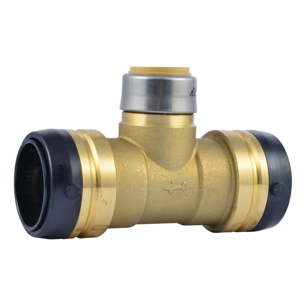 SharkBite UXL08414128 1-1/2 in. x 1-1/2 in. x 1 in. Push-to-Connect Brass Reducing Tee Fitting