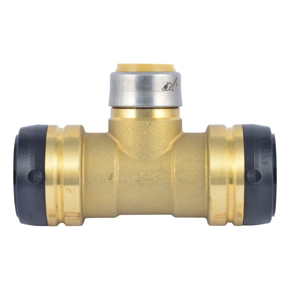 SharkBite UXL08414128 1-1/2 in. x 1-1/2 in. x 1 in. Push-to-Connect Brass Reducing Tee Fitting - 2