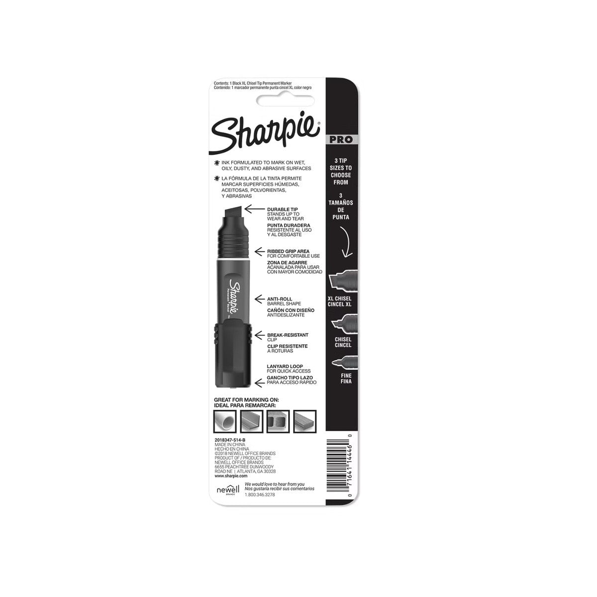 Sharpie 2178493 PRO XL Chisel Tip Black Permanent Marker for Wet and Oily Surfaces (4 Pack) - 4