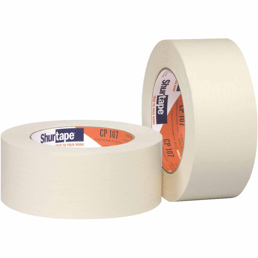 Shurtape 100285 CP 107 Industrial Med-High Adhesion 1.5" Masking Tape, 36mm x 55m