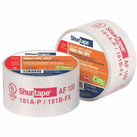 Shurtape 104474 AF 100 Printed Aluminum Foil Tape, Silver, 2-1/2in x 60yd