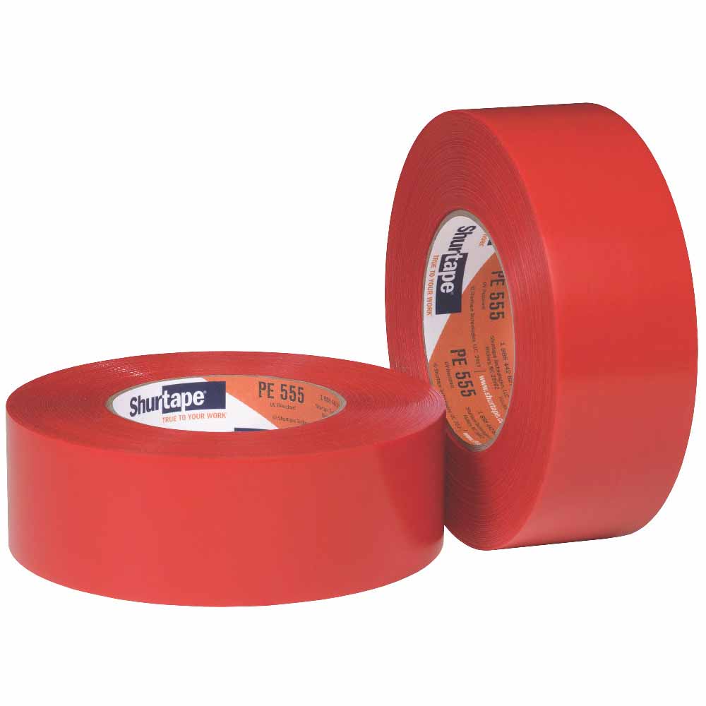 Shurtape 104534 PE 555 UV-Resistant 4" Masking Tape, Serrated Red, 96mm x 55m