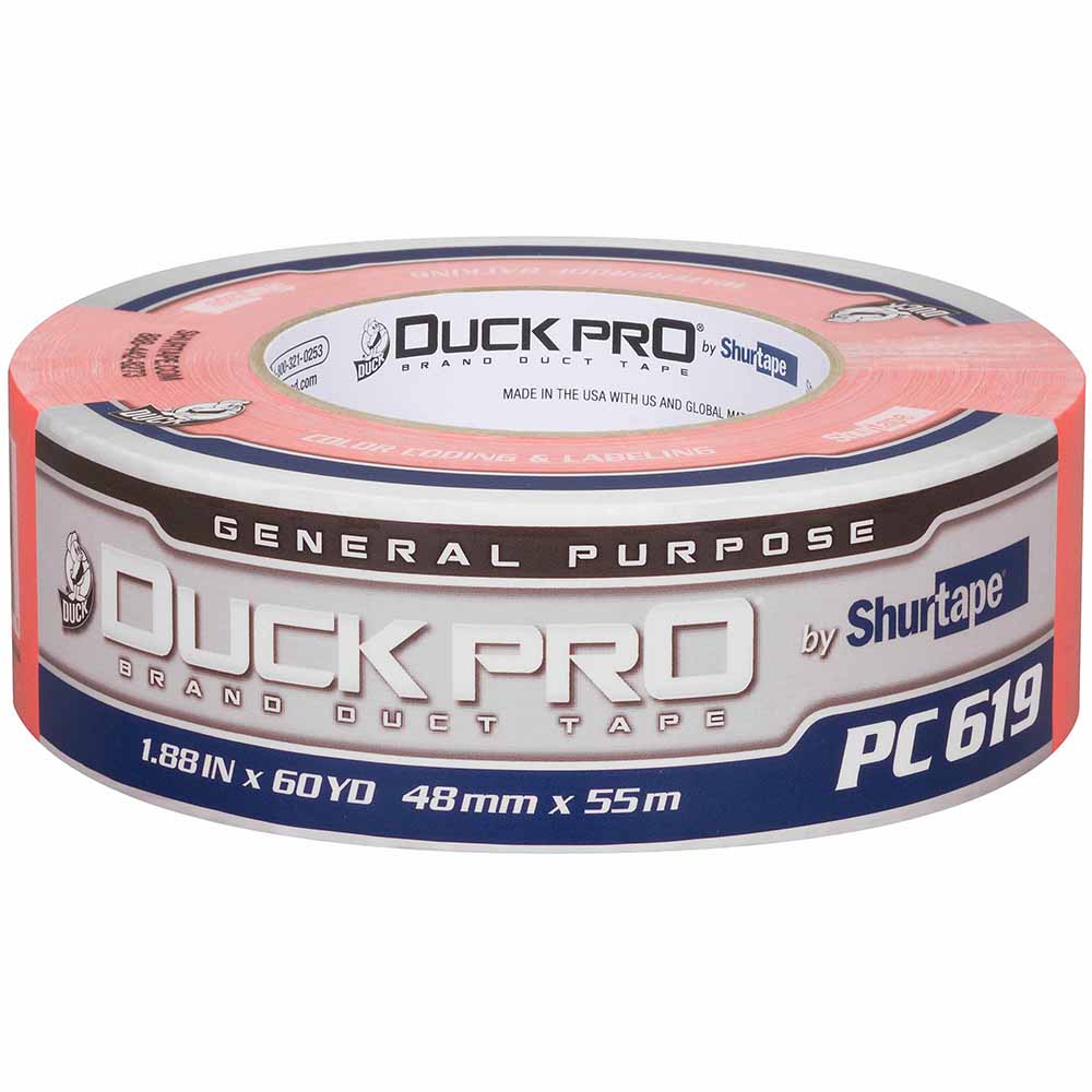 Shurtape 105451 PC 619 Duck Pro 9Mil 48mm x 55m Fluorescent Orange Specialty Grade, Fluorescent Cl