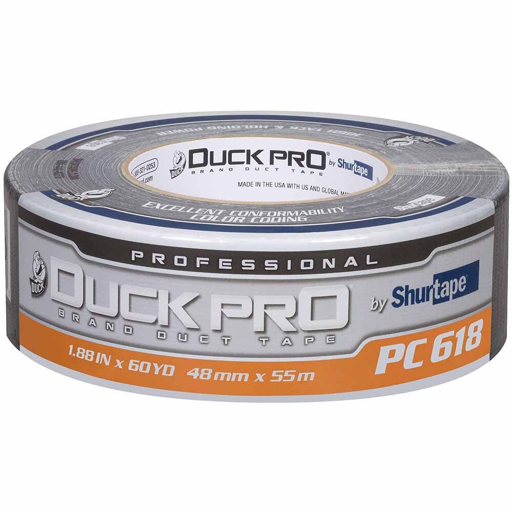 Shurtape 105453 PC 618C Duck Pro 10Mil 48mm x 55m Black Industrial Colored Cloth Duct Tape