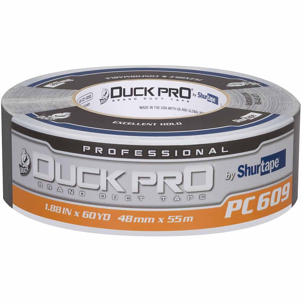 Shurtape 105454 PC 609 Duck Pro 10Mil 48mm x 55m Silver Co-Extruded Cloth Duct Tape