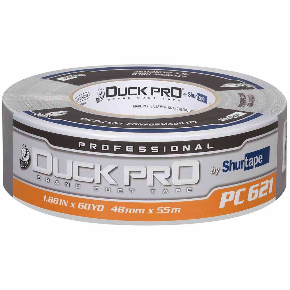 Shurtape 105456 PC 621 Duck Pro 11Mil 48mm x 55m Silver All-Purpose Cloth Duct Tape