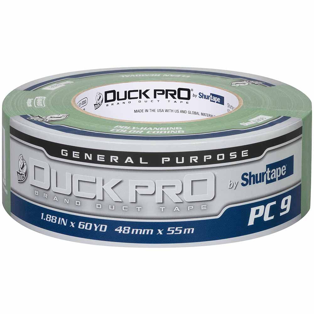 Shurtape 105466 PC 009 C Duck Pro 9Mil 48mm x 55m Green Contractor Grade, Colored Cloth Duct Tape