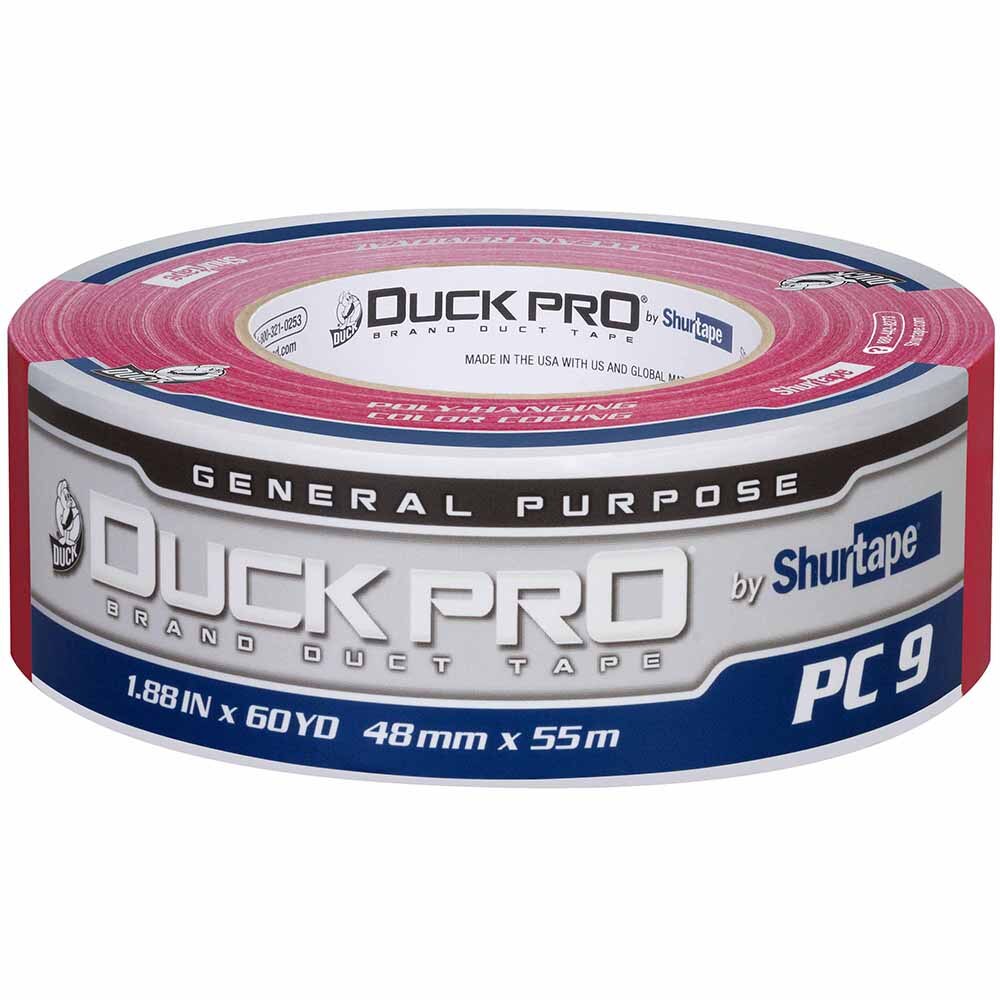 Shurtape 105469 PC 009 C Duck Pro 9Mil 48mm x 55m Red Contractor Grade, Colored Cloth Duct Tape