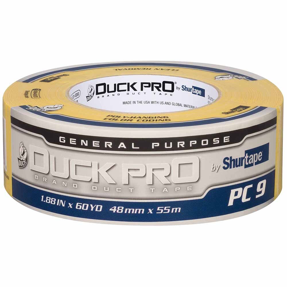Shurtape 105472 PC 009 C Duck Pro 9Mil 48mm x 55m Yellow Contractor Grade, Colored Cloth Duct Tape