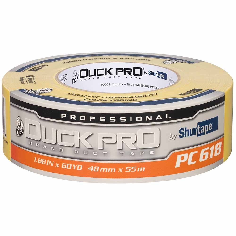 Shurtape 105483 PC 618C Duck Pro 10Mil 48mm x 55m Yellow Industrial Colored Cloth Duct Tape
