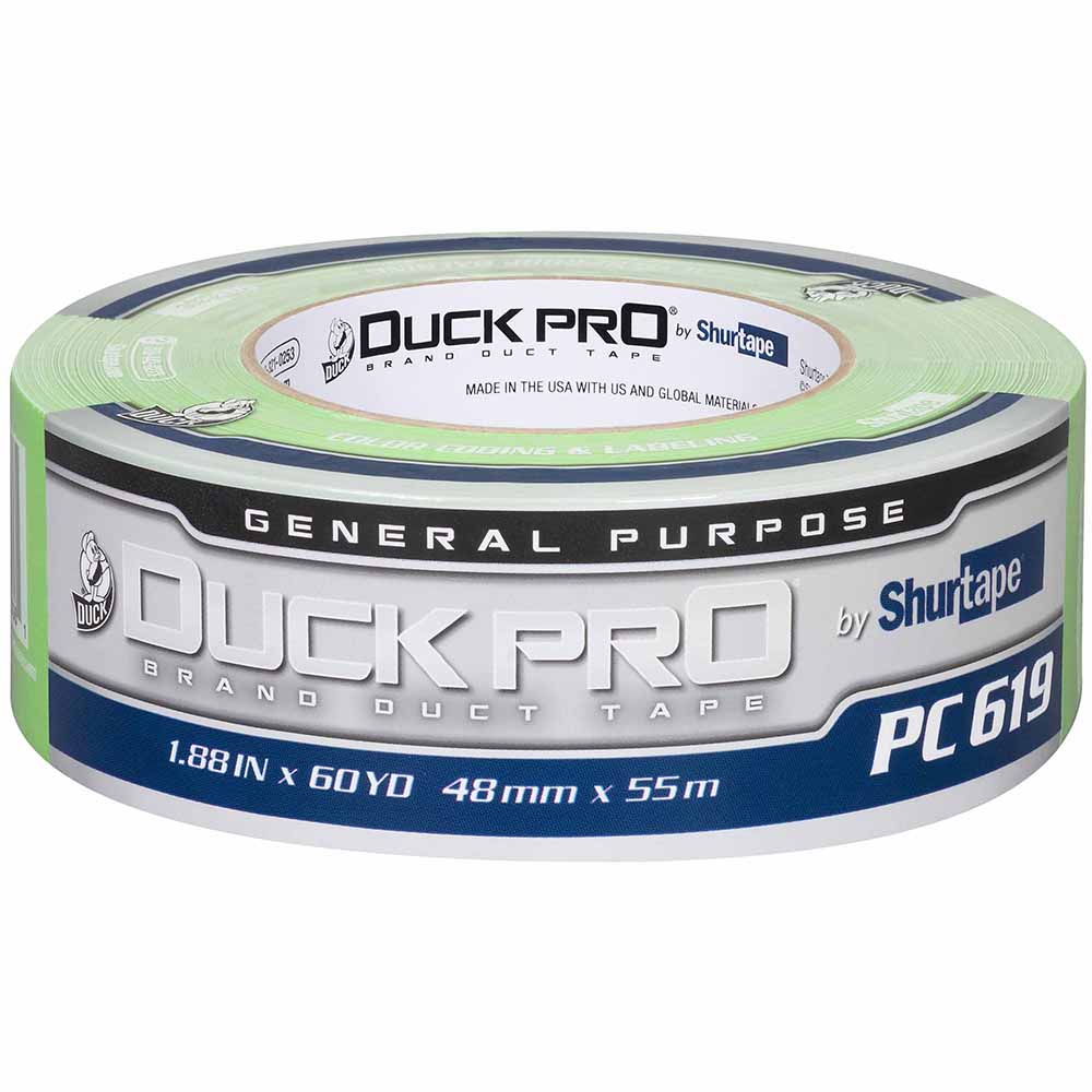 Shurtape 105484 PC 619 Duck Pro 9Mil 48mm x 55m Fluorescent Green Specialty Grade, Fluorescent C
