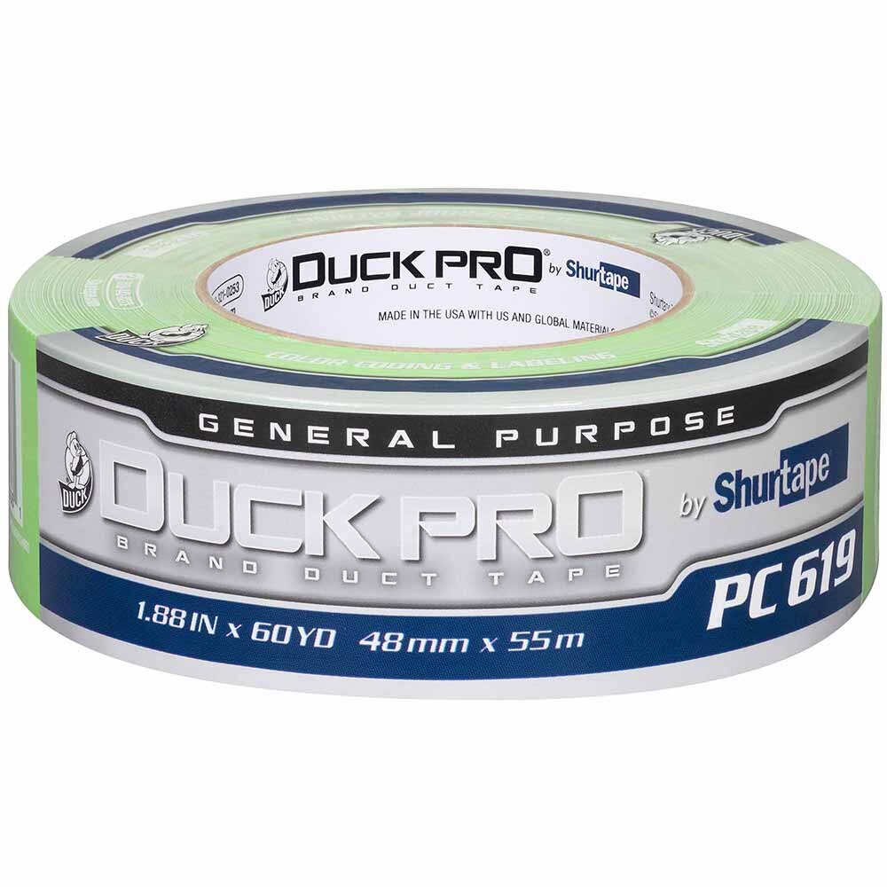 Shurtape 105484 PC 619 Duck Pro 9Mil 48mm x 55m Fluorescent Green Specialty Grade, Fluorescent C