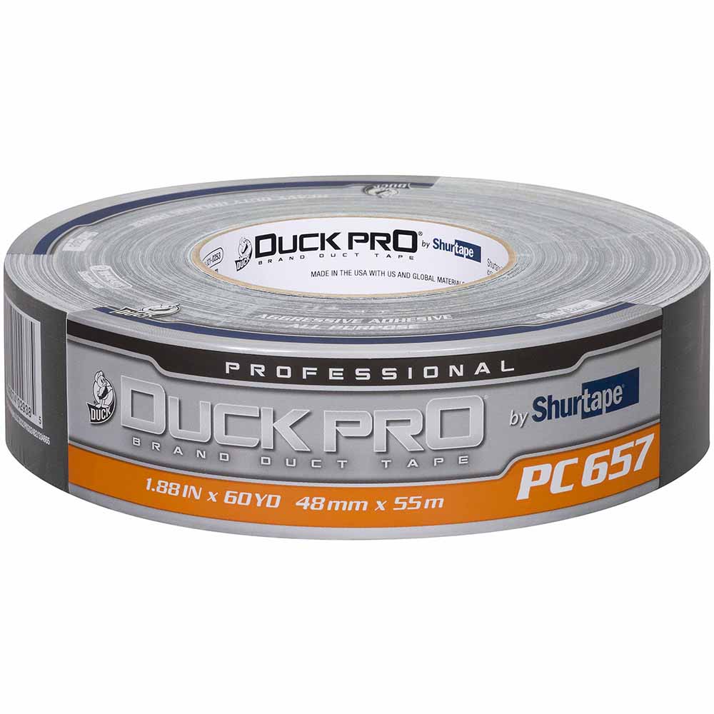 Shurtape 105486 PC 657 Duck Pro 14.5Mil 48mm x 55m Black Heavy Duty, Co-Extruded Cloth Duct Tape