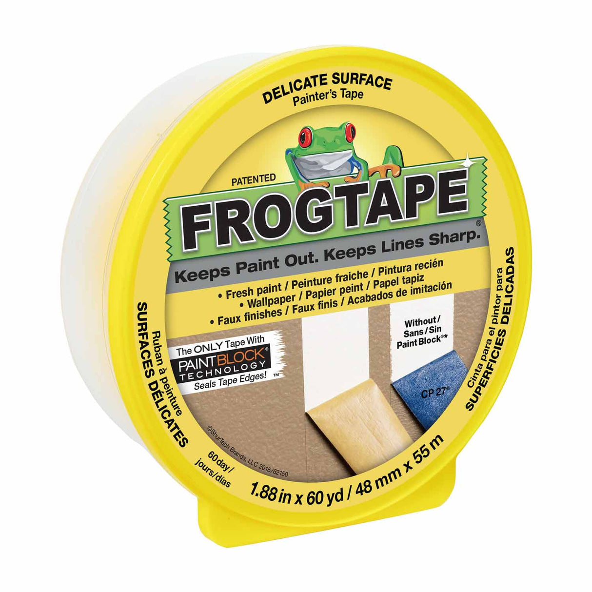 Shurtape 142920 FrogTape Delicate Surface 2" Painter's Tape, Yellow, 48mm x 55m