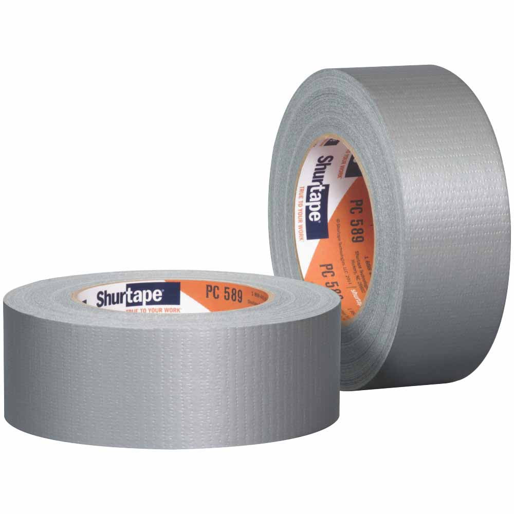 Shurtape 152300 PC 589 ShurGRIP Light Duty 2" Duct Tape, Silver, 48mm x 55m