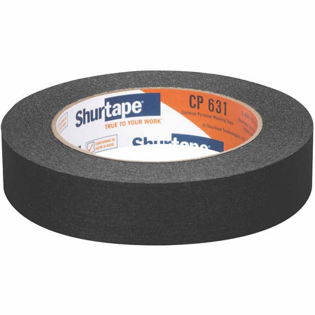 Shurtape 171918 CP 631 General Purpose Masking Tape, Black, 18mm x 55m, Case of 48