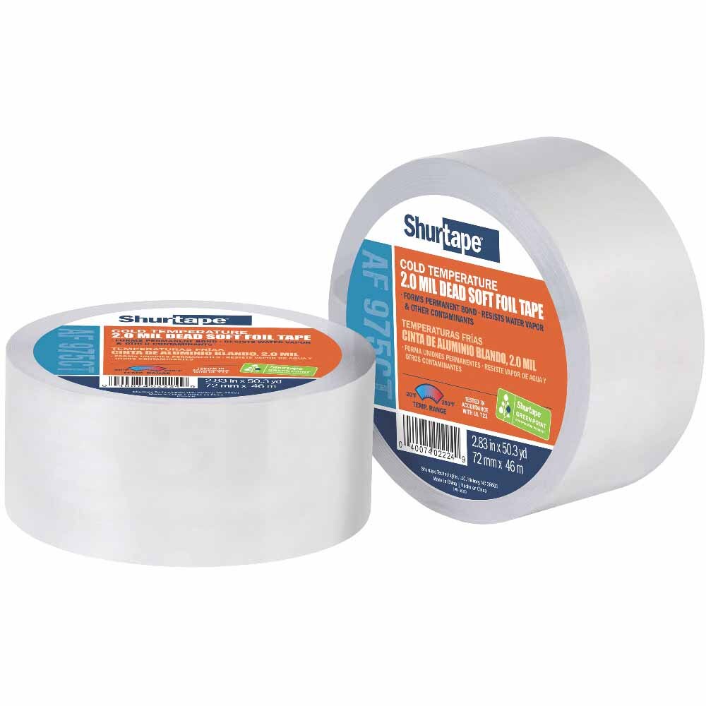 Shurtape 232035 AF 975CT Cold Temp. 3" Aluminum Foil Tape, Silver, 72mm x 46m