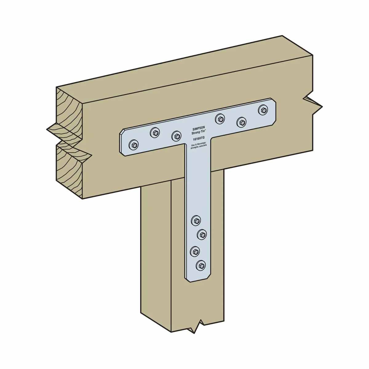 Simpson 1616HTQ Strong-Tie 16 x 16" 7-Gauge Hot-Dip Galvanized Heavy T Strap for Structural Wood Connections - 4