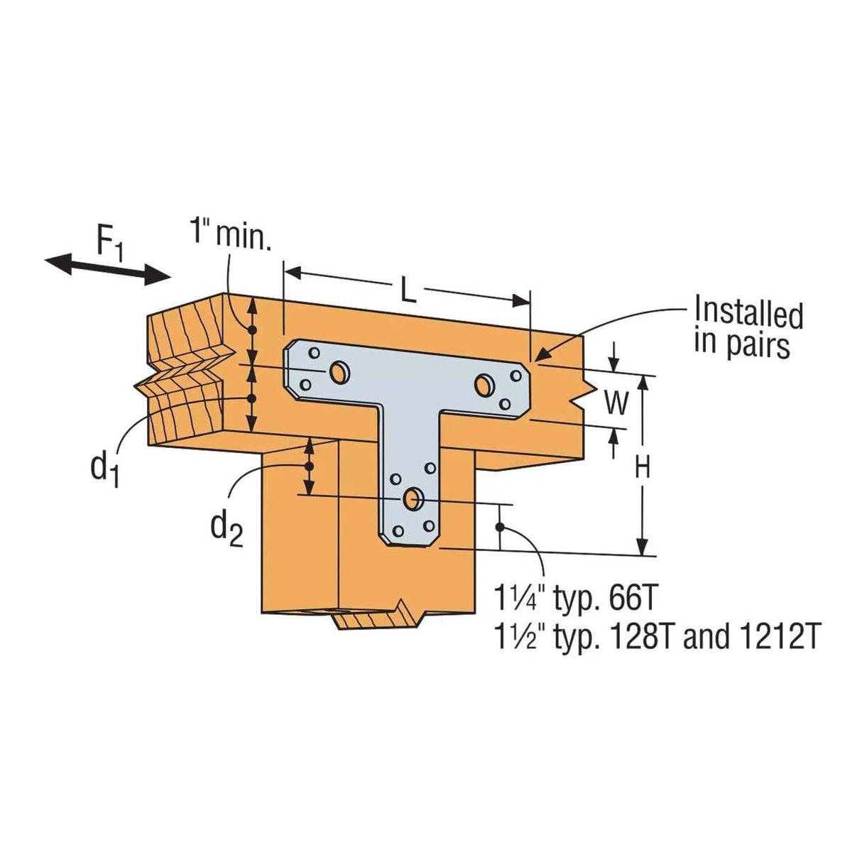 Simpson Strong-Tie 66T (6" x 5") 14-Gauge Galvanized T Strap - 3