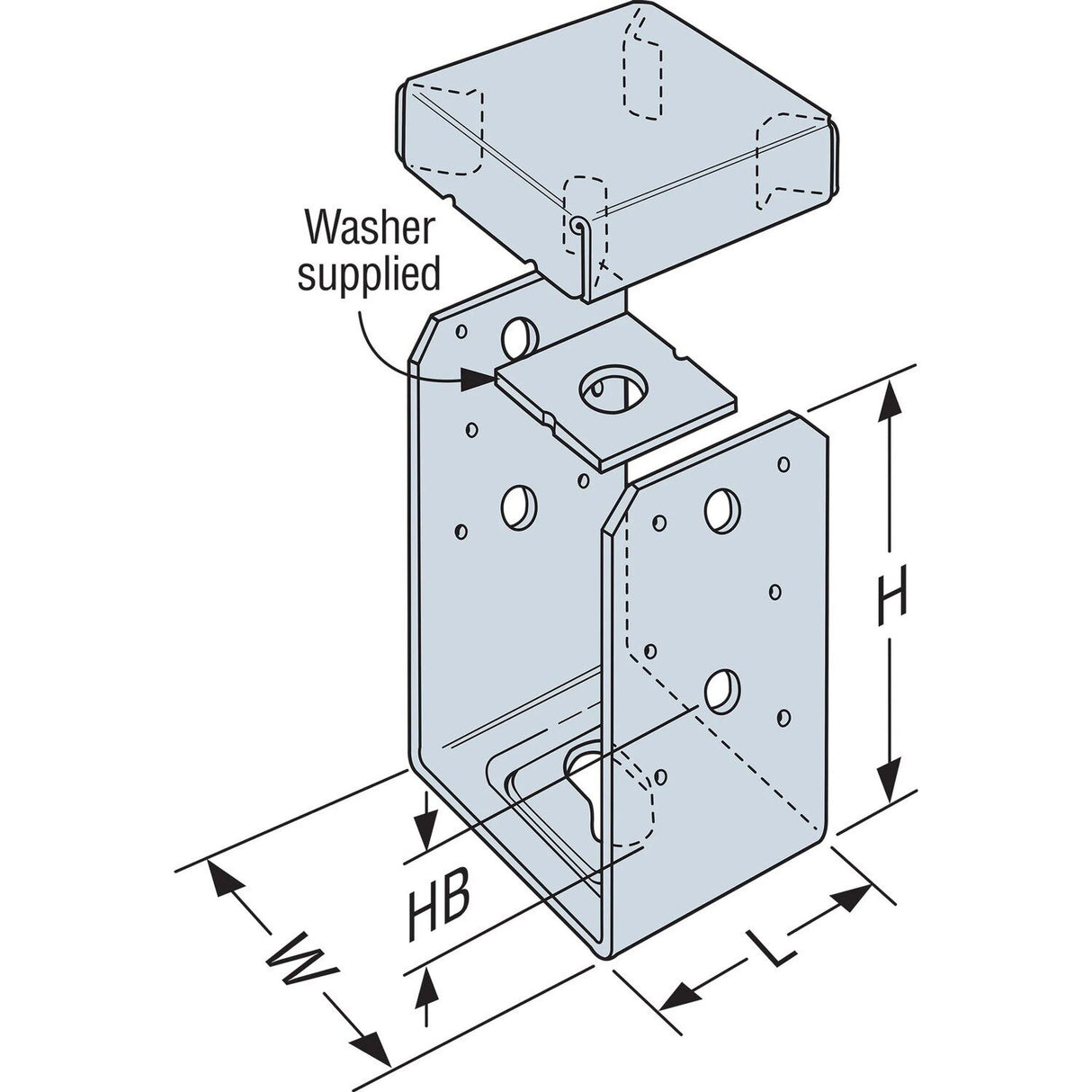Simpson Strong-Tie ABU5-5Z (5-1/8" x 5-1/8") ABU Adjustable Post Base with Uplift - ZMAX Finish - 2