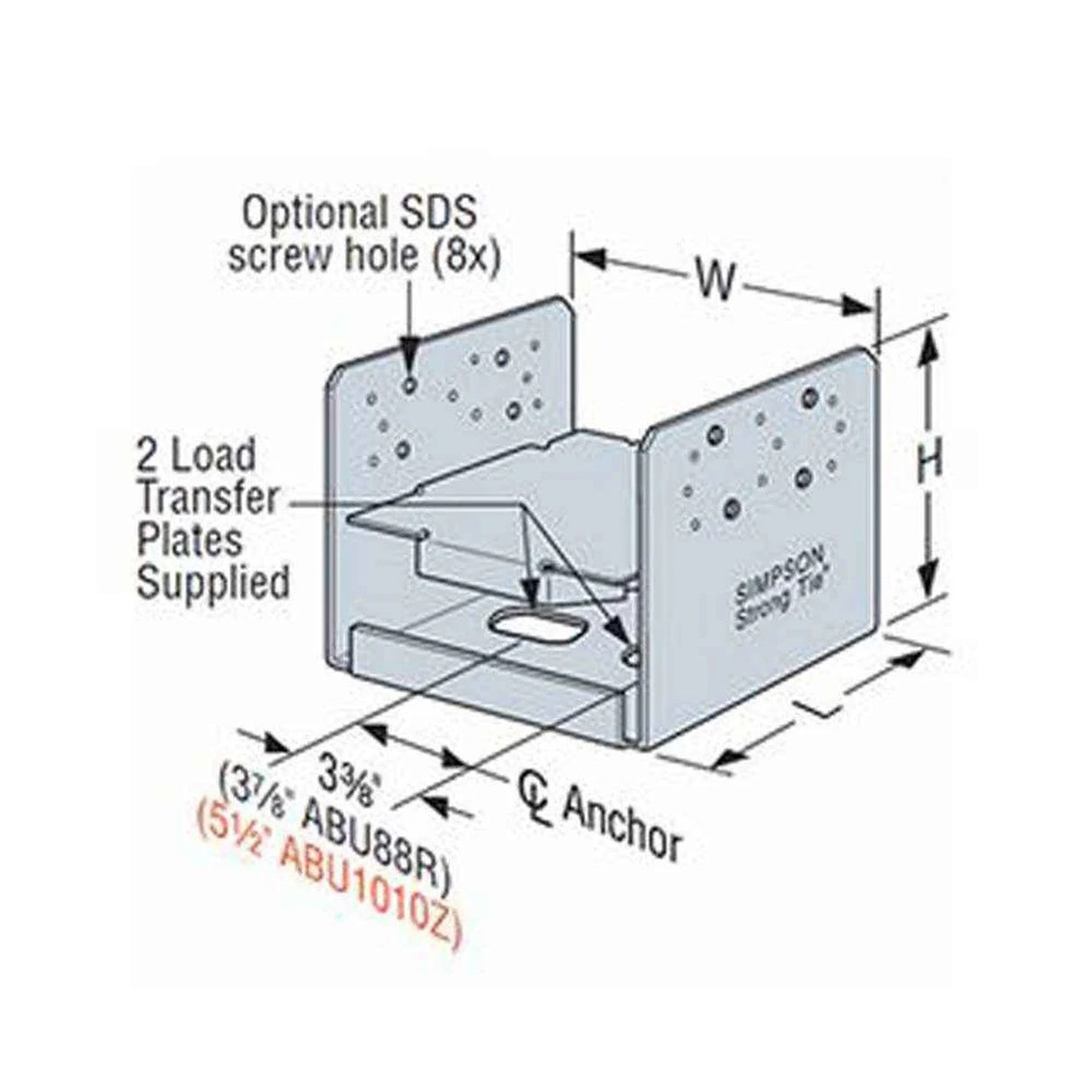 Simpson Strong-Tie ABU88Z (8" x 8") ABU Adjustable Post Base with Uplift - ZMAX Finish - 2