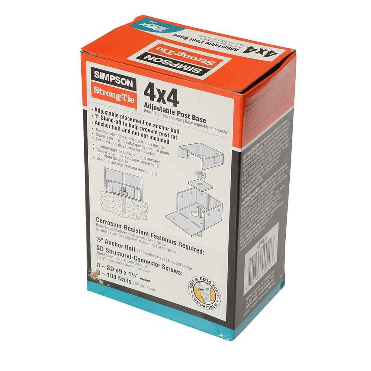 Simpson Strong-Tie ABW44Z (4" x 4") ABU Adjustable Post Base with Uplift - ZMAX Finish - 5