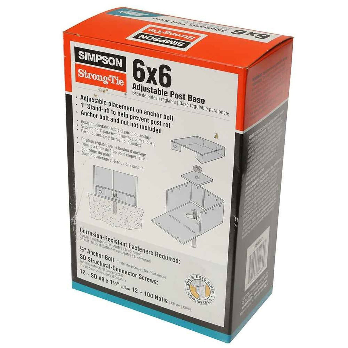 Simpson Strong-Tie ABW66Z (6" x 6") ABU Adjustable Post Base with Uplift - ZMAX Finish - 6