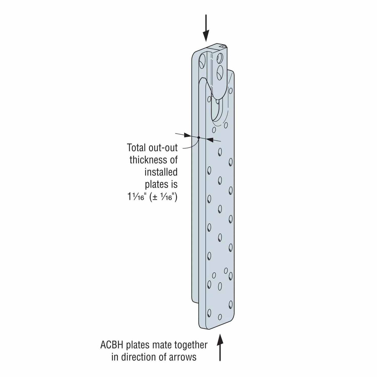 Simpson Strong-Tie ACBH3X15.37-R1 (3" x 15-3/8") Concealed Joist-to-Beam Hanger - Aluminum (1 Pair) - 3