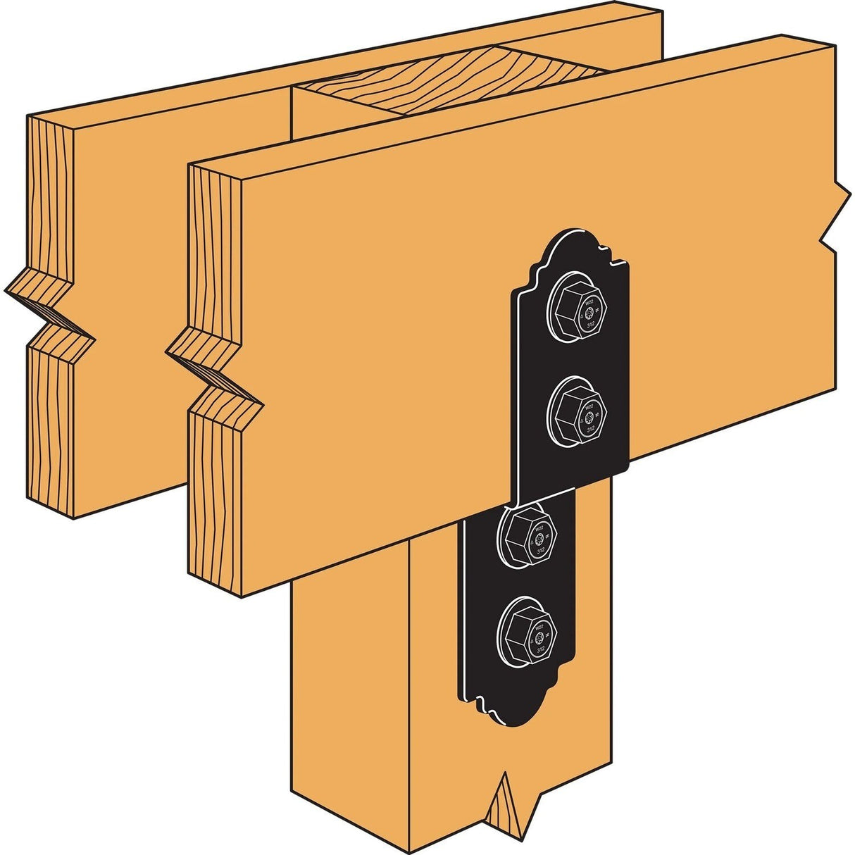 Simpson Strong-Tie APDJT1.75-4 (3" x 9-3/4") 12ga Deck Joist Tie - ZMAX/Black Powder Coated - 2